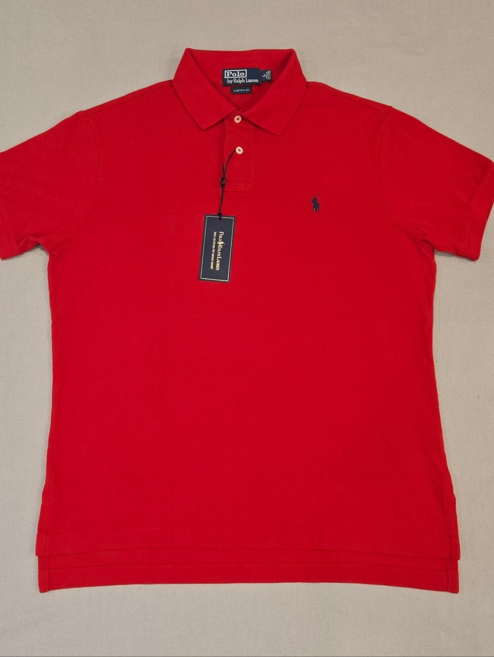 Polo Ralph Lauren Men's Custom Slim Fit Polo Shirt Red Large Short Sleeve Mesh